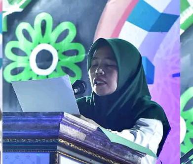 Ketua LPTQ Kecamatan Mersam Leni, SE., Berikan Sambutan pada Kegiatan MTQ Ke-53 Tingkat Kecamatan Mersam di Desa Tanjung Putra (Foto/Istimewa)